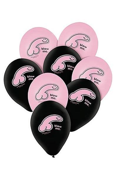 Willy Blow Me Balloons - 8 Pack - Pink & Black - My Sex Toy Hub