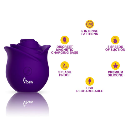 Zen Rose - Violet - Handheld Rose Clitoral and Nipple Stimulator - My Sex Toy Hub