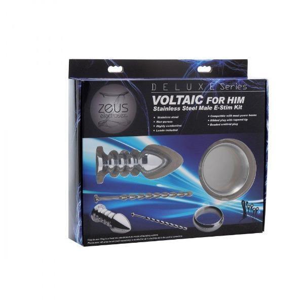 Zeus Deluxe Series Voltaic for Him Stainless Steel Male E-Stim Kit - My Sex Toy Hub