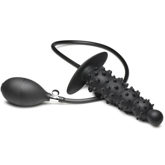 Ass Puffer Nubbed Inflatable Silicone Anal Plug - Black - My Sex Toy Hub