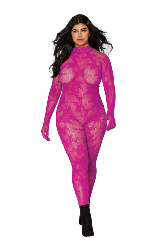Bodystocking With Finger Gloves - Queen Size - Azalea - My Sex Toy Hub