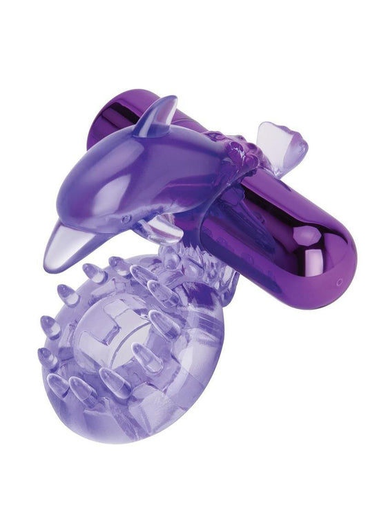 Bodywand Rechargeable Dolphin Ring With Ticklers - Purple - My Sex Toy Hub
