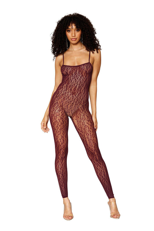 Catsuit Bodystocking and Shrug - One Size - Burgundy - My Sex Toy Hub