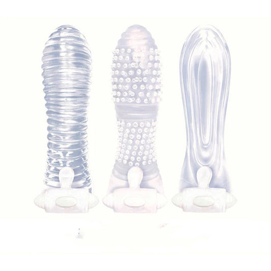 Icon Brands - Vibrating Sextenders 3-Pack - Clear - My Sex Toy Hub