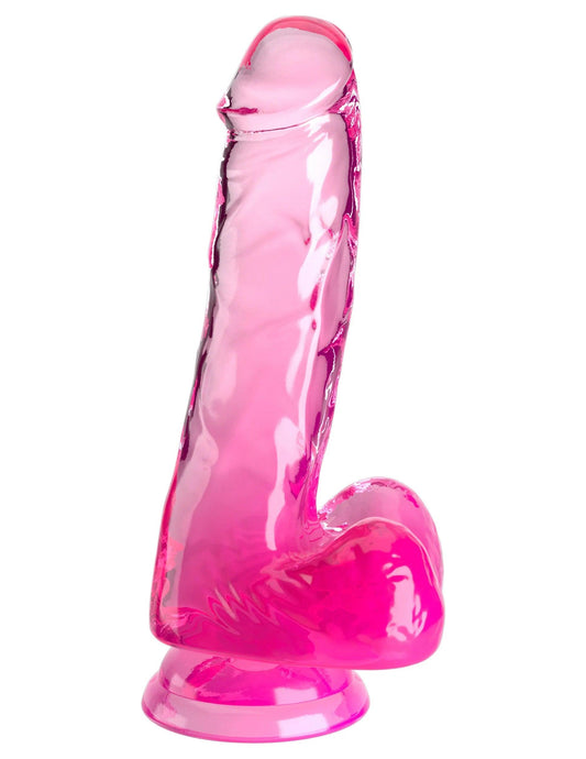 King Cock Clear 6 Inch With Balls - Pink - My Sex Toy Hub