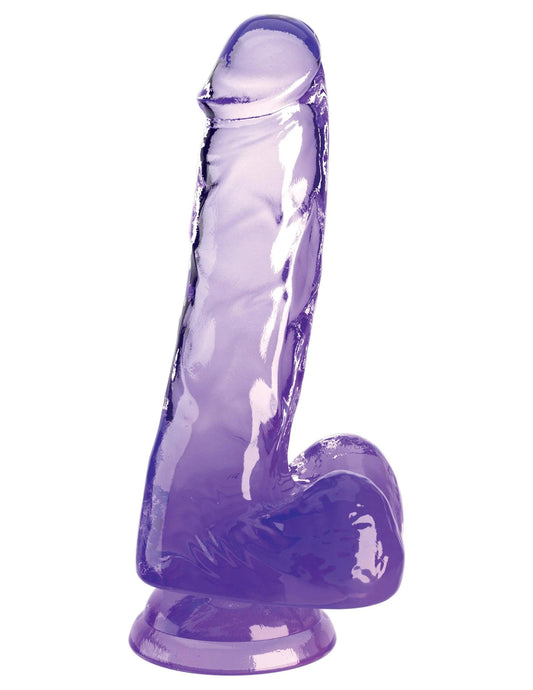 King Cock Clear 6 Inch With Balls - Purple - My Sex Toy Hub