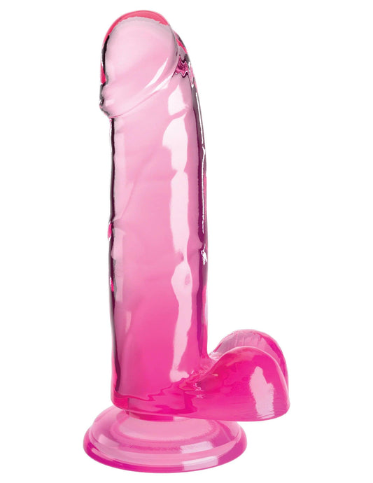 King Cock Clear 7 Inch With Balls - Pink - My Sex Toy Hub
