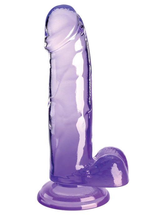 King Cock Clear 7 Inch With Balls - Purple - My Sex Toy Hub