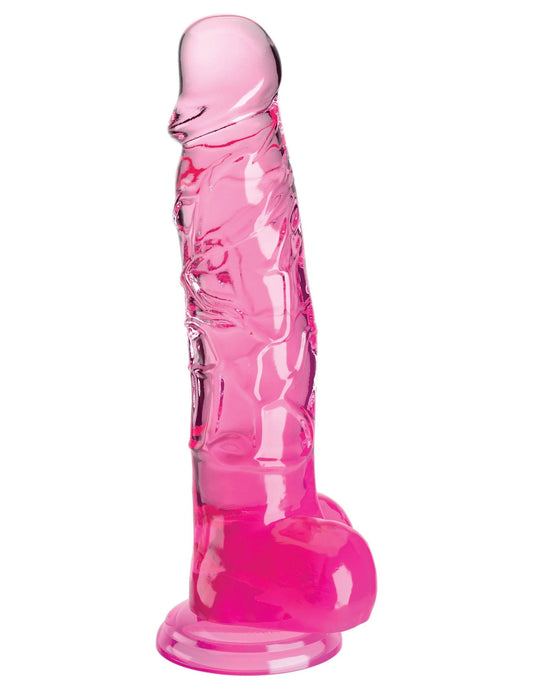 King Cock Clear 8 Inch With Balls - Pink - My Sex Toy Hub