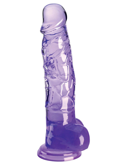 King Cock Clear 8 Inch With Balls - Purple - My Sex Toy Hub