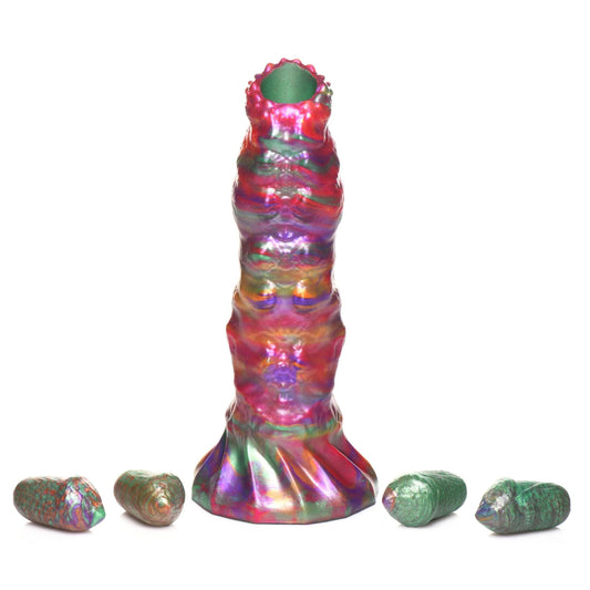 Larva Silicone Ovipositor Dildo With Eggs - Multicolor - My Sex Toy Hub