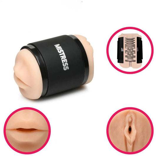 Mistress Double Shot Mouth and Pussy Stroker - Light - My Sex Toy Hub