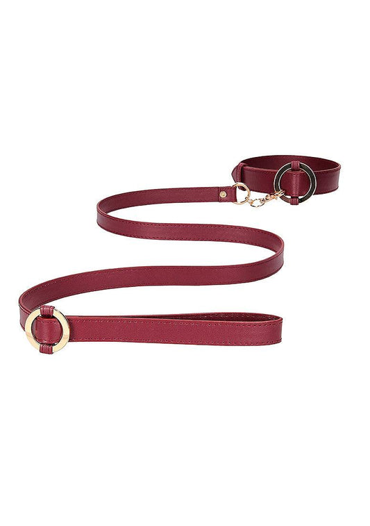 Ouch Halo - Collar With Leash - Burgundy - My Sex Toy Hub