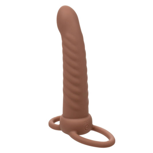 Performance Maxx Rechargeable Ribbed Dual Penetrator - Brown - My Sex Toy Hub