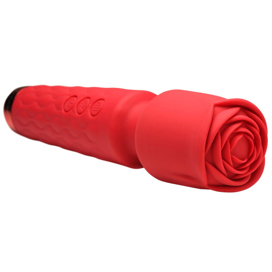 Pleasure Rose 10x Silicone Wand With Rose Attachment - Red - My Sex Toy Hub