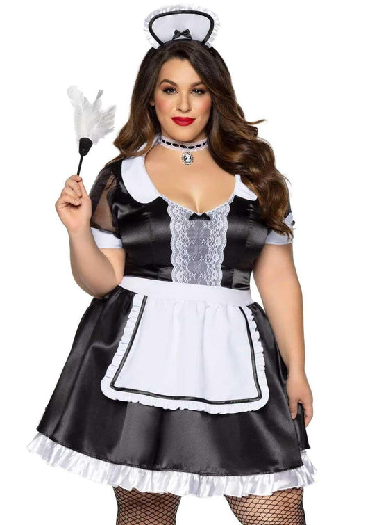 Plus Classic French Maid Costume - 1x/2x - Black / White - My Sex Toy Hub