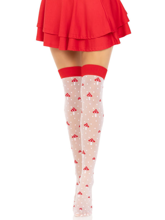 Polka Dot Mushroom Thigh High - One Size - White/red - My Sex Toy Hub