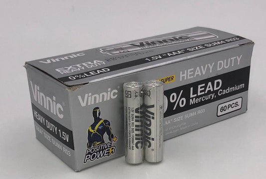 Vinnic Extra Heavy Duty AAA Batteries - 2 Pc./ Shrink Pk. - 60 Pcs. Box - My Sex Toy Hub