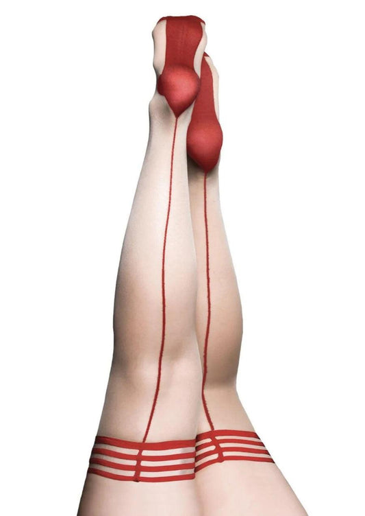 Whitney -Red Back Seam Thigh High - Size a - Nude - My Sex Toy Hub